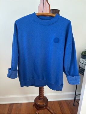 Gilly Hicks Blue Crewneck Sweatshirt with Smiley Patch